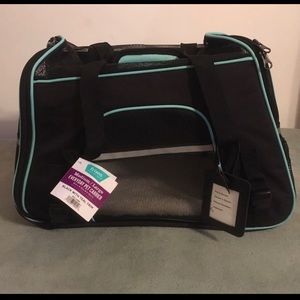 Frisco Basic Pet Carrier Bag Black with Turquoise Trim Black Sz. Med-Lg